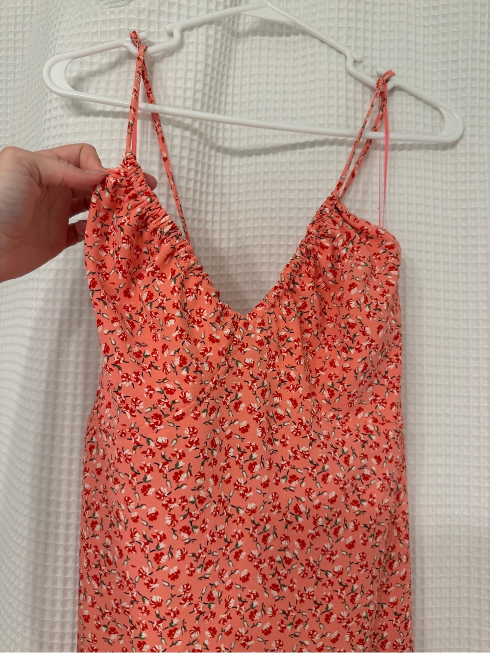 Coral Floral Slip Dress with Spaghetti Straps